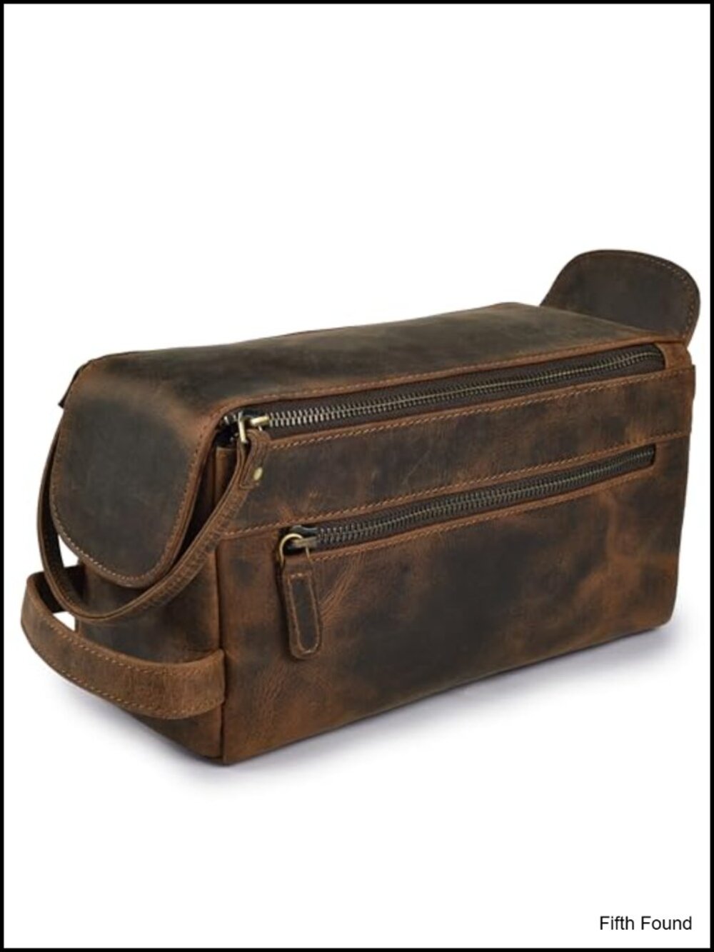 Genuine Leather Toiletry Travel Bag Brown